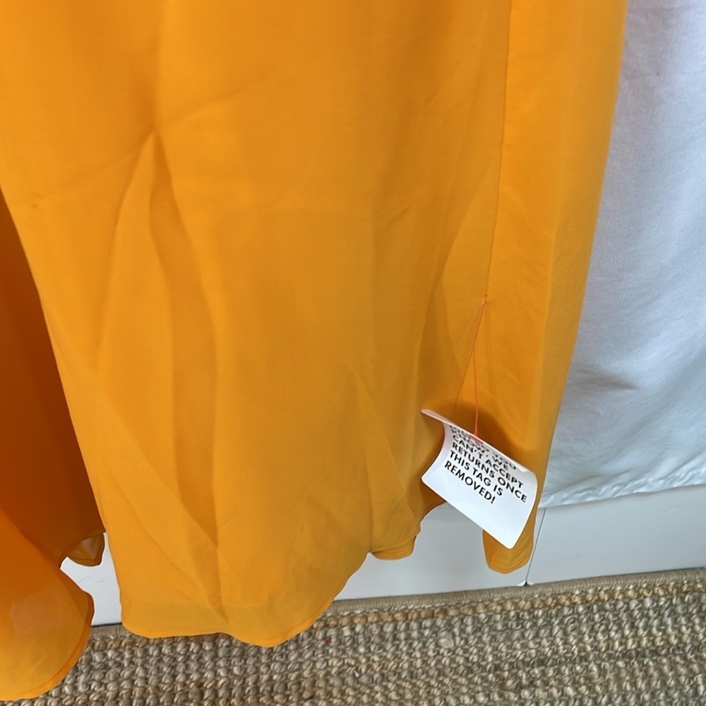 🦅 nwt ASOS orange crisscross back full length maxi chiffon dress - Picture 5 of 10